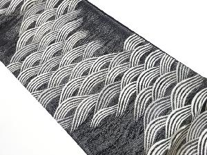 リサイクル　未使用品　姫野織物製　絽青海波模様織出し袋帯（未仕立て）